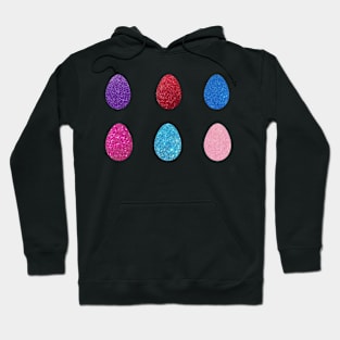 Colorful Faux Glitter Easter Eggs Hoodie